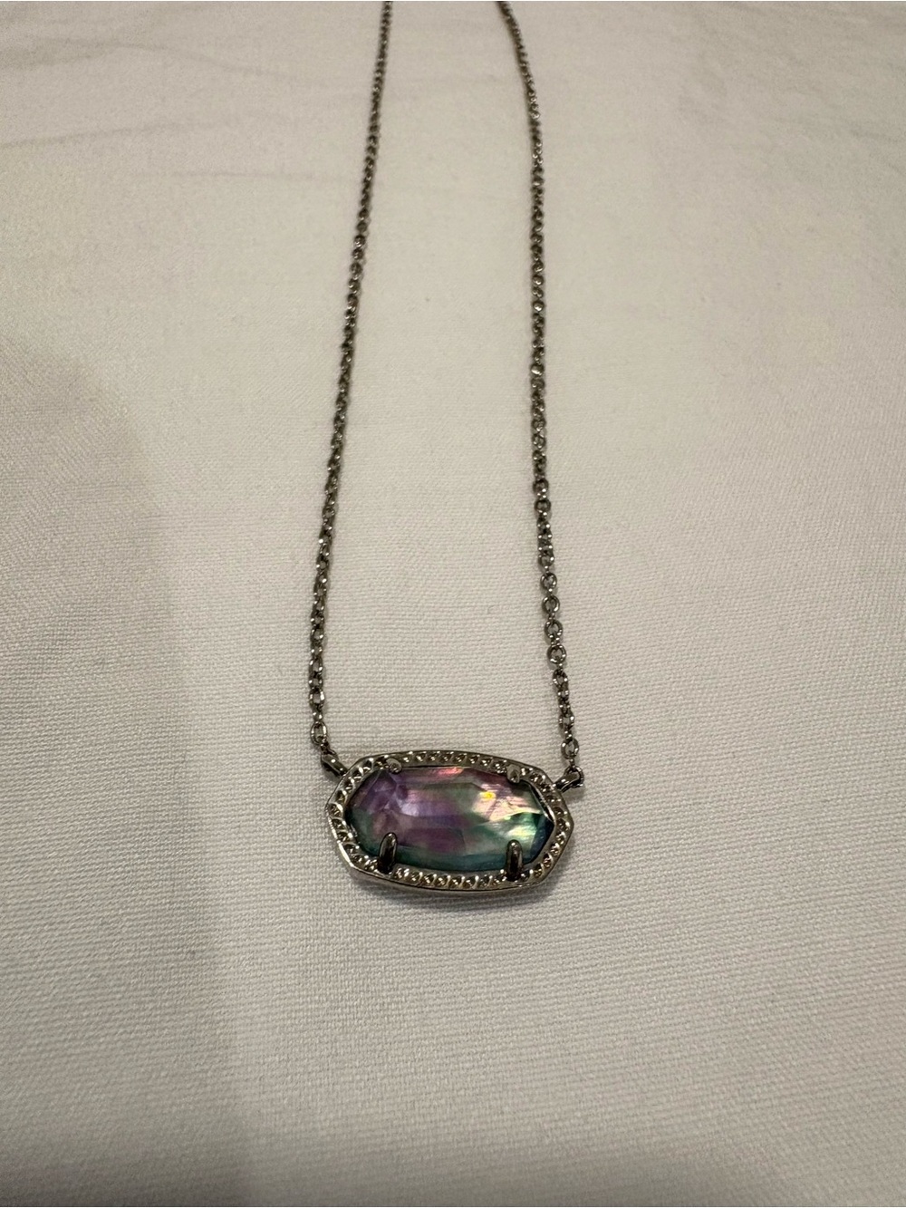 Kendra Scott Silver Lilac Abalone Elisa Necklace